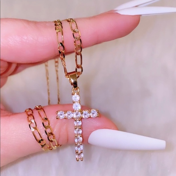 Cross necklace / Oro Laminado / Laminated Gold - Picture 1 of 1